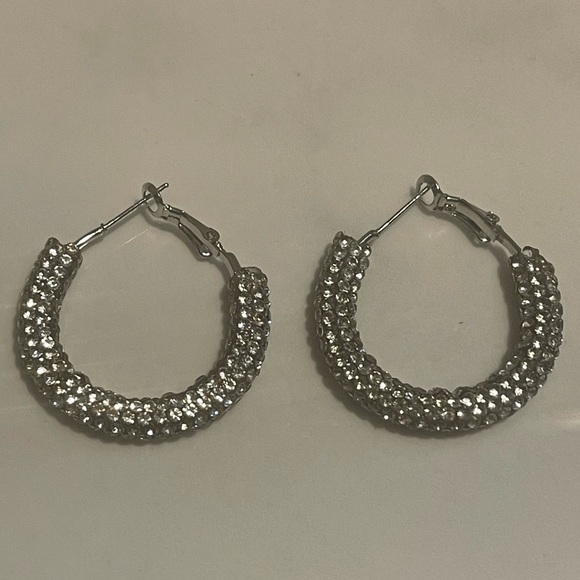 Jewelry - Bling Hoop Rhinestone Earrings NEW